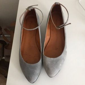 Madewell Ankle Strap Mini Wedge Gray Size 8.5